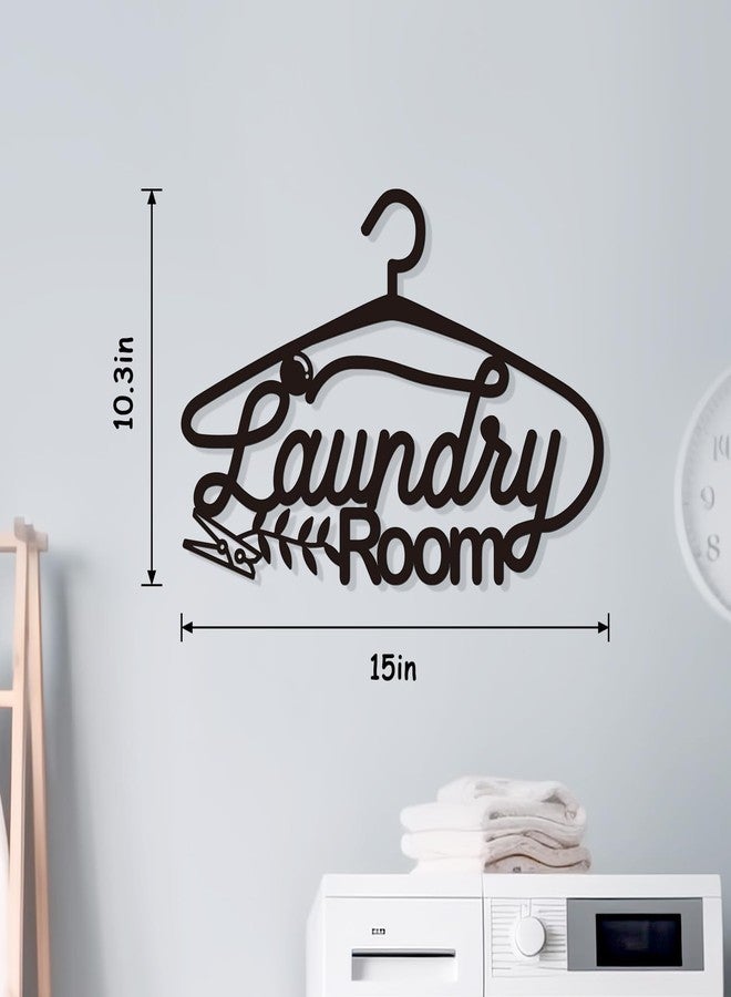 Bnesi Laundry Black Decor Sign, Farmhouse Metal Wall Art Decoration, Rustic and Elegant Laundry Room Hanging Decor, Optional Size, Black Rack Shape (Medium) - Image 3